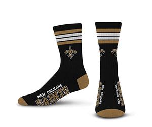 For Bare Feet Unisex's NFL 4 Stripe Deuce Crew-Medium Sock, Team Color, M