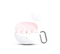 for Baseus Bass BC1 Wireless Earbuds,daunke Soft Silicone Protective Cover,Skin Case with Carabiner,Full Protection,White
