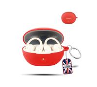 for Baseus Bowie MC2 Air Wireless Earbuds,daunke Soft Silicone Protective Cover,Skin Case with Carabiner,Full Protection,Red