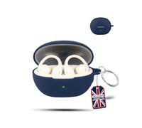 for Baseus Bowie MC2 Air Wireless Earbuds,daunke Soft Silicone Protective Cover,Skin Case with Carabiner,Full Protection,Blue