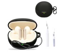 for Baseus Inspire XP1 Case Cover,NOUKAJU Earphone Protective Cover(with Carabiner + Lanyard + Cleaning Pen) Drop-Proof,Scratch-Proof,Shock-Proof,Case for Baseus Inspire XP1(Black)