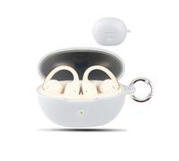 for Baseus MC2 Air Wireless Earbuds,daunke Soft Silicone Protective Cover,Skin Case with Carabiner,Full Protection,White