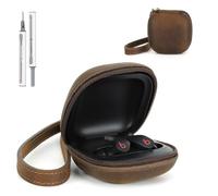 for Beats Powerbeats Fit 2025 Leather Case - Vintage Cowhide Cover with Keychain&Cleaner Kit | Shockproof Charging Case | Brown