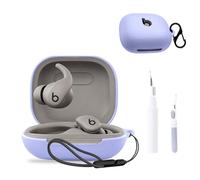 for Beats Powerbeats Fit Case Cover,NOUKAJU Earphone Protective Cover(with Carabiner + Lanyard + Cleaning Pen) Drop-Proof,Scratch-Proof,Case for Beats Powerbeats Fit Earbuds(Purple)