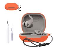 for Beats Powerbeats Fit Case Cover,NOUKAJU Earphone Protective Cover(with Carabiner + Lanyard + Cleaning Pen) Drop-Proof,Scratch-Proof,Shock-Proof,Case for Beats Powerbeats Fit(Orange)