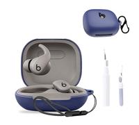for Beats Powerbeats Fit Case Cover,NOUKAJU Earphone Protective Cover(with Carabiner + Lanyard + Cleaning Pen) Drop-Proof,Scratch-Proof,Case for Beats Powerbeats Fit Earbuds(Blue)