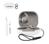 for Beats Powerbeats Fit Case Cover,NOUKAJU Earphone Protective Cover(with Carabiner + Lanyard + Cleaning Pen) Drop-Proof,Scratch-Proof,Shock-Proof,Case for Beats Powerbeats Fit(White)