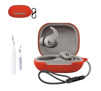 for Beats Powerbeats Fit Case Cover,NOUKAJU Earphone Protective Cover(with Carabiner + Lanyard + Cleaning Pen) Drop-Proof,Scratch-Proof,Shock-Proof,Case for Beats Powerbeats Fit(Red)