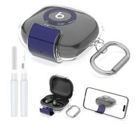 for Beats Powerbeats Fit Case with Secure Lock & Phone Stand, Shockpoof Protective Soft TPU Clear Case Compatible with Beats Powerbeats Fit Earbuds Accessories with Cleaner Kit & Keychain (Clear)
