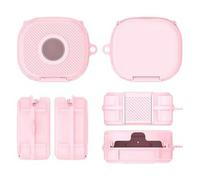 For Beats Powerbeats Fit Protective Case, Anti-Drop TPU Bumper Cover with Triple Protection Frame, Shockproof Sweatproof Hard Shell Carrying Pouch (Pink)