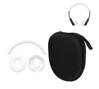 for Beats Solo3 Wireless On-Ear Headphones Case Cover-3-in-1 Silicone Set with 1 Pair Ear Cup Covers, 1 Headband Sleeve & 1 PU Pouch,Washable,Anti-Dust,Anti-Scratch,Sweatproof Non-Slip (White)