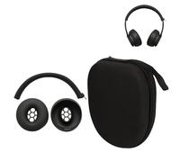 for Beats Solo3 Wireless On-Ear Headphones Case Cover-3-in-1 Silicone Set with 1 Pair Ear Cup Covers, 1 Headband Sleeve & 1 PU Pouch,Washable,Anti-Dust,Anti-Scratch,Sweatproof Non-Slip (Black)