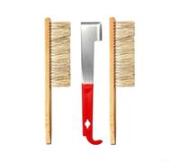 for beekeeping Hive Tool Set J-Hook Scraper 2 Dual-Bristle Brushes | Stainless steel scraper with soft pig bristles for safe frame cleaning includes two 40x7.5cm brushes and a