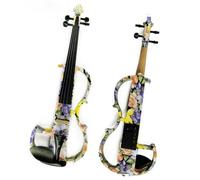 for Beginners Violin Electric Art Violin Colored Flowers Painted Solid Wood Silent Violin 4/4 Ebony Fittings W/Parts