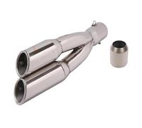 For Benelli For 502C For R1 R3 R25 Motorcycle Double Hole Exhaust Pipe Pot Echappement Moto Motorbike Muffler Escape With DB Killer Motorcycle Exhaust Muffler(Silver,Right)