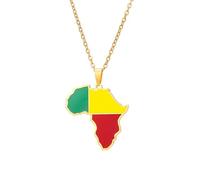 For Benin Stainless Steel African Map Pendant Necklaces Map Jewelry Gold Color Items for Bridal Women Man Party Gifts Earrings Sets Round Ball Jewelry
