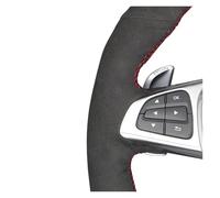 For Benz A 45 For AMG 2016-2018 C 43 63 For AMG For CLA 45 2015 Hand-stitched Black Suede Car Steering Wheel Cover Car Steering Wheel Protective Cove(White Thread)