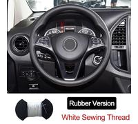 For Benz For Vito III For W447 2015-2023 Hand Sewing Car Steering Wheel Wrap Braid On The Steering Wheel Car Steering Wheel Protective Cove(02 Rubber White)