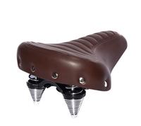 For : Bicycle Saddle Vintage White Black Leather Pad With Spring Cycling Parts Comfortable Road Bike Seat Soft Wide Thicken(Type2)