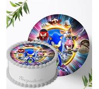 For Birthday Cake, Sugar Image Compatible with: SONIC Cake Image, Edible Photo for Cakes, Fondant, Cake Topper, Diameter 20 cm, 0989z