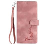 for Blackview A85 Case, Shock-Absorption PU Leather Embossed Feather Wallet Cases with Kickstand Card Slots Magnetic Flip Shockproof Phone Case for Blackview A85 pink