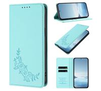 for Blackview Oscal Flat 1C Case, PU Leather Embossed Peony Wallet, Magnetic Flip Folio Cover with Card Holders, Shockproof TPU, and Kickstand for for Blackview Oscal Flat 1C,mint green