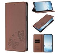 for Blackview Oscal Flat 1C Wallet Case with Card Holder, Shockproof PU Leather Phone Cases Embossed Butterfly Kickstand Credit Card Slots Flip Protective Cover for Blackview Oscal Flat 1C brown