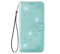 for Blackview Shark 9 5G Case, 3D Sparkly Gems Bling Glitter Mandala Shockproof Flip Case Stand PU Leather Book Wallet Phone Cases Card Slots Magnetic TPU Bumper Cover for Blackview Shark 9 5G green