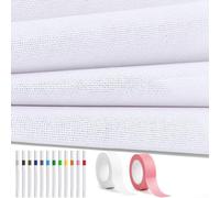 for blank Needlepoint Canvas 13 Count 12x18 Inches 4 Pack Pure Cotton for Embroidery Cross Stitch Tapestry Kit with Tools Accessories
