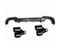 For BMW 3 Series G20 330i 330li 2020 For MSport Car Rear Bumper Diffuser Spoiler Splitter Lip+Muffler Pipe Exhaust Tip Bumper Guard(Glossy Black)