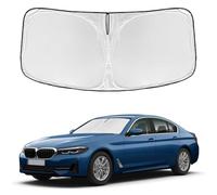 for BMW 5 Series 2017-2025 Windshield Sun Shade - 4 Layers for Front Windows Shade Cover Custom Fit 5 Series 525i 520i 528i 530i 535d 535i 550i 240T Retractable Shade Blocks UV Rays Car Accessories
