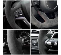 For BMW F20 F45 F30 F31 F34 F32 F33 F36 118i 120i 125i 218i 228i 420i 430i 435i Custom Suede Car Steering Wheel Cover wheel hubs(Orange)