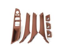 For BMW For 5 Series For F10 For F18 Left Drive LHD 7Pcs 2010-2016 Beige Black Carbon Fiber Car Interior Door Handle Plate Decorative Interior Door Panel Handle Decorative Covers(Red Brown)