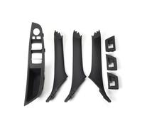 For BMW For 5 Series For F10 For F18 Left Drive LHD 7Pcs 2010-2016 Beige Black Carbon Fiber Car Interior Door Handle Plate Decorative Interior Door Panel Handle Decorative Covers(Black LHD)