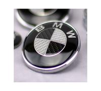 For BMW Logo Real Carbon Fiber Black Silver 74mm Hood Trunk Badge Emblem