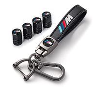 for BMW M Keyring with Car Tyre Dust Caps, Tyre Valve Caps and Car Keychain Compatible with BMW M M2 M4 M5 M6 M8 X1 X2 X3 X5 X6 M135i M240i Z4 328i X7, Black