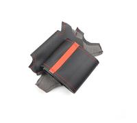 For BMW X3 E83 2003-2010 X5 E53 2004-2006 Perforated Leather Hand-stitched Car Inner Steering Wheel Cover Protective Trim Wheeles Cover(Red line-Red bar)