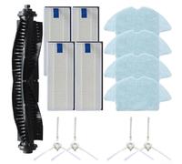 For bObsweep Bob PetHair Appetite Vacuum Cleaner Replacement Kit with Main Brush Side Brushes Filter Mop Cloth for Thorough Dirt and Hair Removal (A)