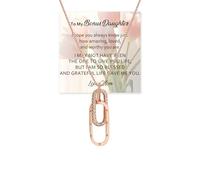 For Bonus Daughter - Blessed Connection Necklace, We're Family Forever Circle Necklace, S925 Sterling Silver Interlocking Linked Together Necklaces Gift for Unbiological Daughter (Rose Gold)