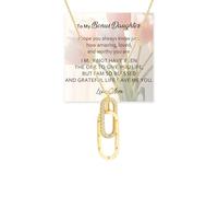 For Bonus Daughter - Blessed Connection Necklace, We're Family Forever Circle Necklace, S925 Sterling Silver Interlocking Linked Together Necklaces Gift for Unbiological Daughter (Gold)