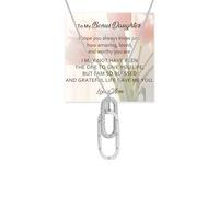 For Bonus Daughter - Blessed Connection Necklace, We're Family Forever Circle Necklace, S925 Sterling Silver Interlocking Linked Together Necklaces Gift for Unbiological Daughter (Silver)