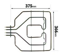 For Bosch Neff Siemens Oven Cooker Grill Heater Element 2800W 375 x 368mm