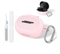 for Bose New QuietComfort Earbuds (2024) Case Cover with Cleaning Kit, Soft Silicone Protective Earbuds Case with Carabiner, Logo and Front LED Visible (Pink)