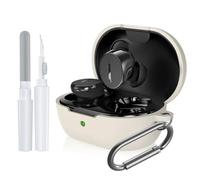for Bose New QuietComfort Earbuds Case Cover, Soft Silicone Case for Bose New QuietComfort Earbuds 2024, Shockproof Protective Skin Cover with Cleaner Kit & Carabiner (Off White)