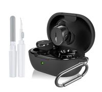 for Bose New QuietComfort Earbuds Case Cover, Soft Silicone Case for Bose New QuietComfort Earbuds 2024, Shockproof Protective Skin Cover with Cleaner Kit & Carabiner (Black)