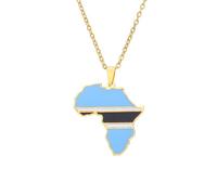 For Botswana Stainless Steel African Map Pendant Necklaces Map Jewelry Gold Color Items for Bridal Women Man Party Gifts Earrings Sets Round Ball Jewelry