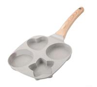 For Breakfast Cooking Pan, 4 Cups For Egg Burger Pancake Preparation Wooden Handle For Grip