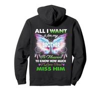 For Brother My Angel in Heaven Love Miss You Family Memorial Pullover Hoodie