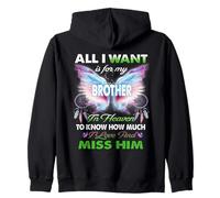 For Brother My Angel in Heaven Love Miss You Family Memorial Zip Hoodie