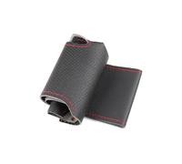 For C Class W204 2007 2008 2009 2010 2011 Car Interior Steering Wheel Cover Perforated Trim Steering Wheel Protector(Black-red line)